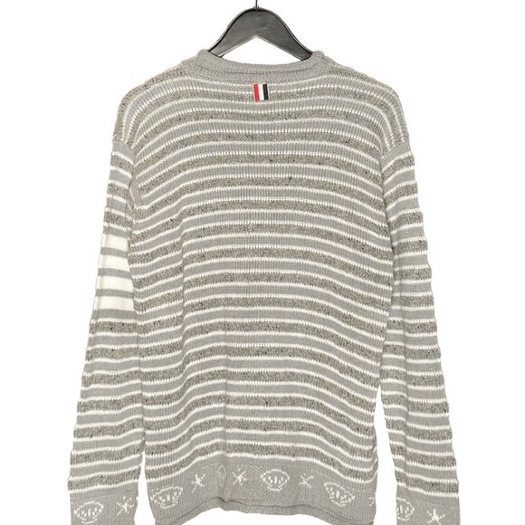 Thom Browne 4-Bar Grey Striped Nautical Theme Crewneck Sweater - Picture 5 of 8